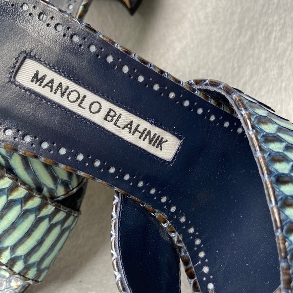 Manolo Blahnik Otawi Mule sandal with block heel - Navy/Teal - women's 36 - Picture 4 of 11